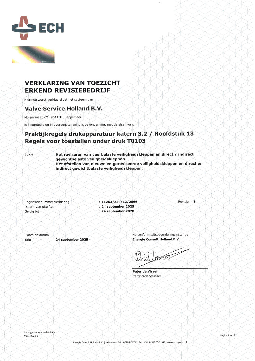 Certificaat ERB 2025-2028